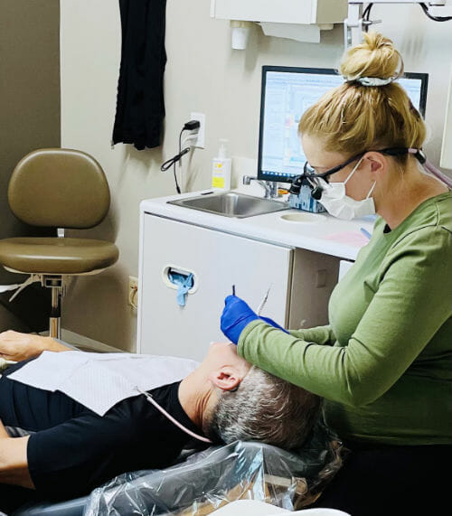 Dr Jillian Samela DDS Delivering a Dental Crown